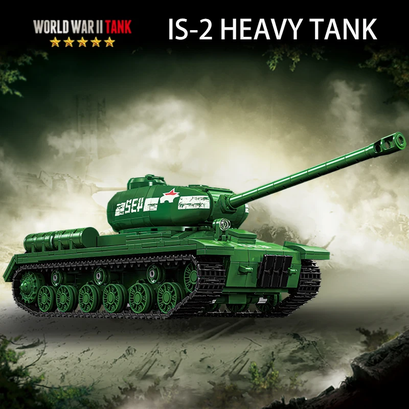 The IS-2 heavy tank is a military all-in-one armored vehicle from World War II. It is a world assembly building block for boys
The IS-2 heavy tank is a military all-in-one armored vehicle from World War II. It is a world assembly building block for boys