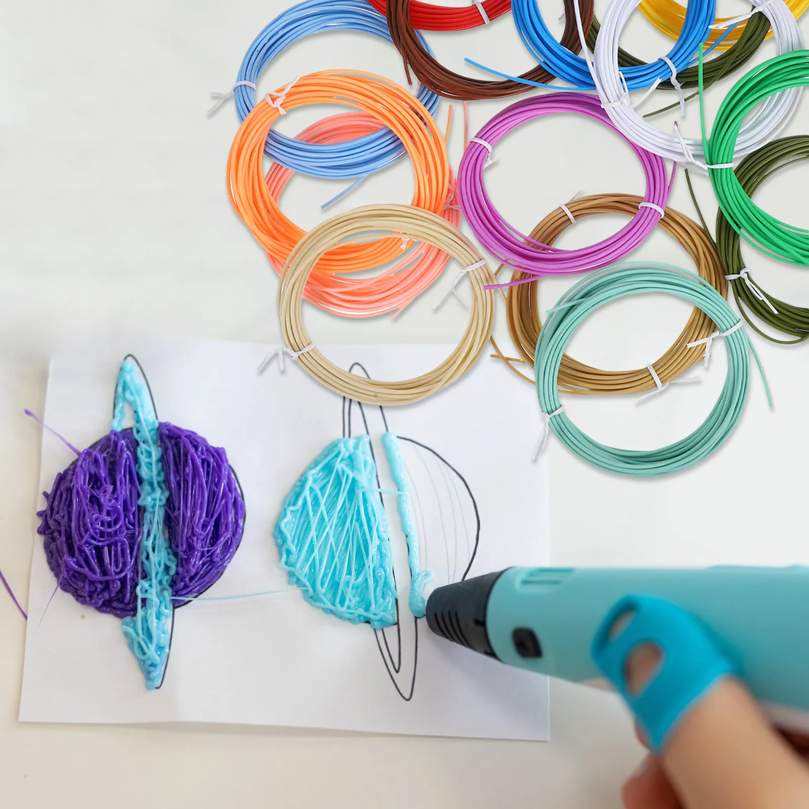 15 Rolls Printing Pen Filament Pcl Refills 3D Printer Material for Handicraft Art Project 3D Printing Filament Set