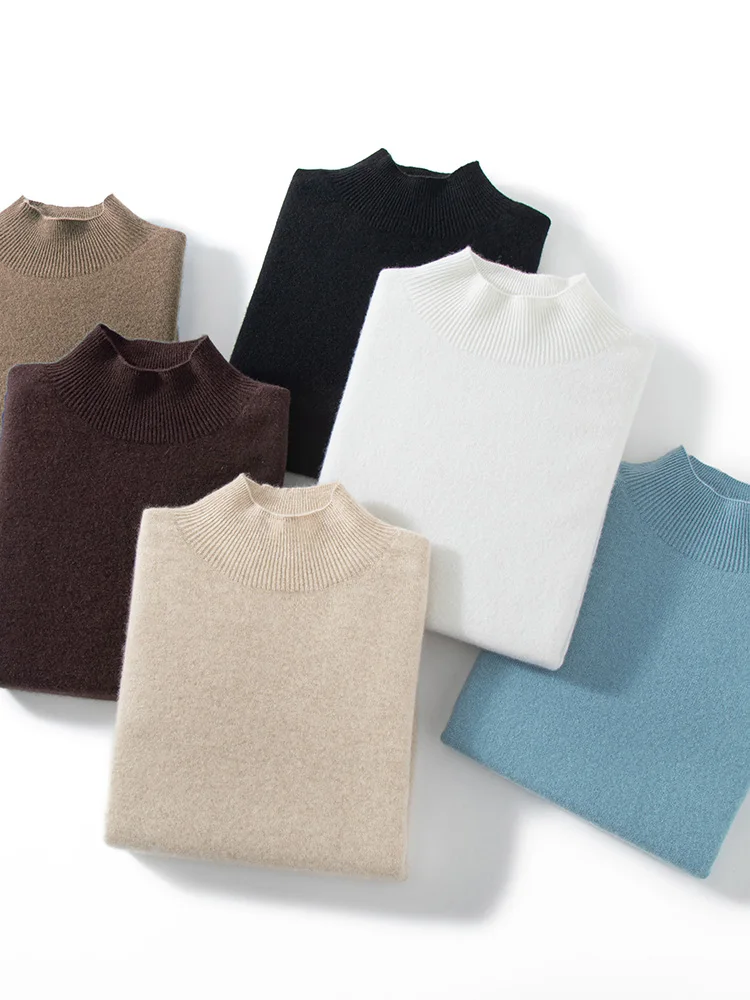 CHICUU Women 100% Cashmere Sweater Mock Neck Pullover Autumn Winter Simple Basic Cashmere Knitwear Soft Warm Clothing Tops
CHICUU Women 100% Cashmere Sweater Mock Neck Pullover Autumn Winter Simple Basic Cashmere Knitwear Soft Warm Clothing Tops