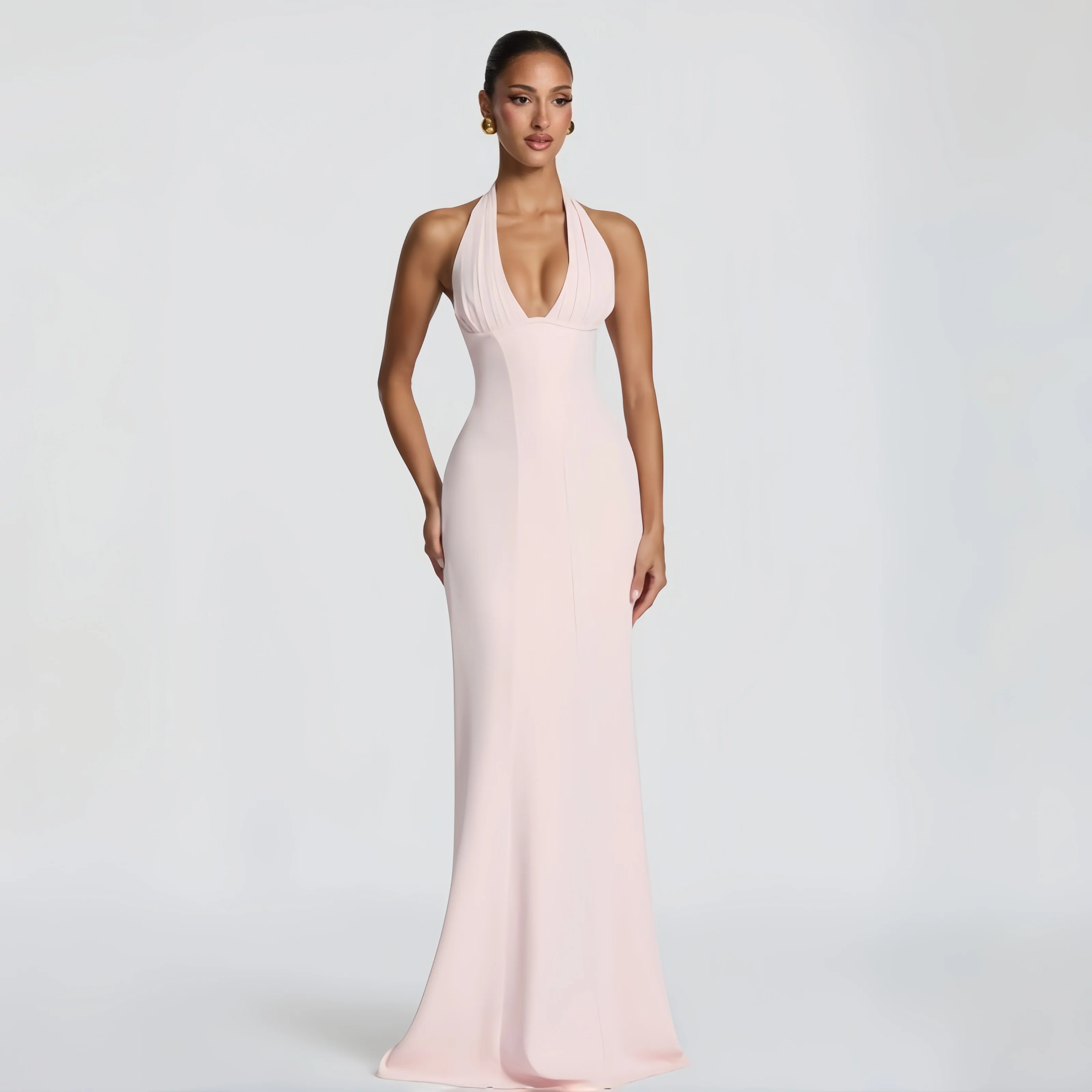 Pink Halter Deep V-Neck Formal Maxi Dress Bodycon Mermaid Gown Elegant Evening Party Dress Bridesmaid Wedding Guest Banquet
Pink Halter Deep V-Neck Formal Maxi Dress Bodycon Mermaid Gown Elegant Evening Party Dress Bridesmaid Wedding Guest Banquet