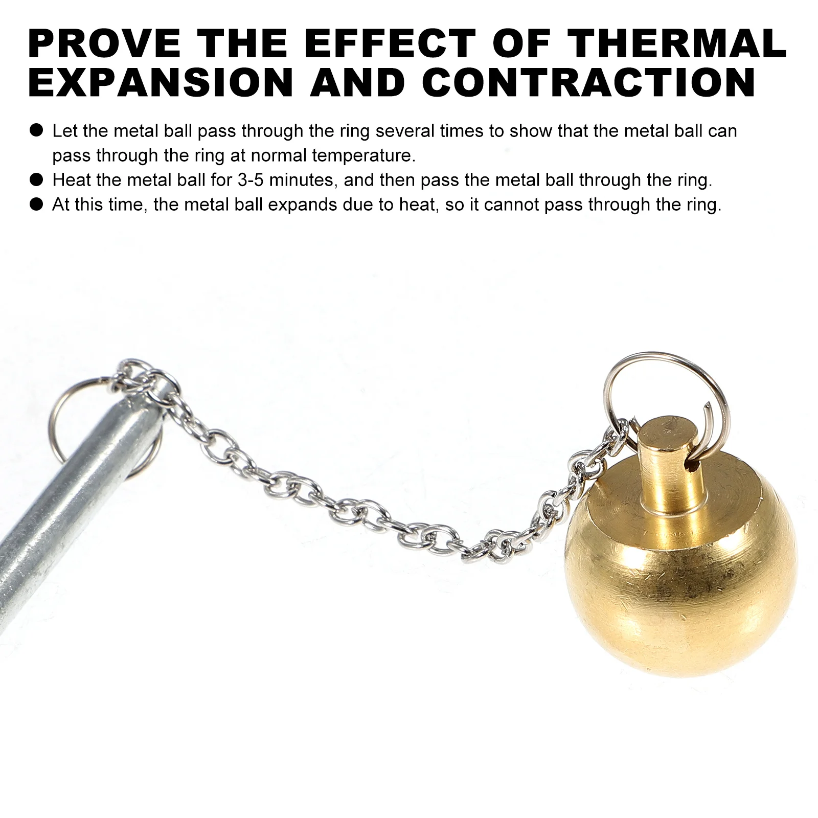 1Set Experiment Copper Ball Thermal Expansion and Contraction Material School Teaching Supply Physics Experiment Tool Laboratory
1Set Experiment Copper Ball Thermal Expansion and Contraction Material School Teaching Supply Physics Experiment Tool Laboratory