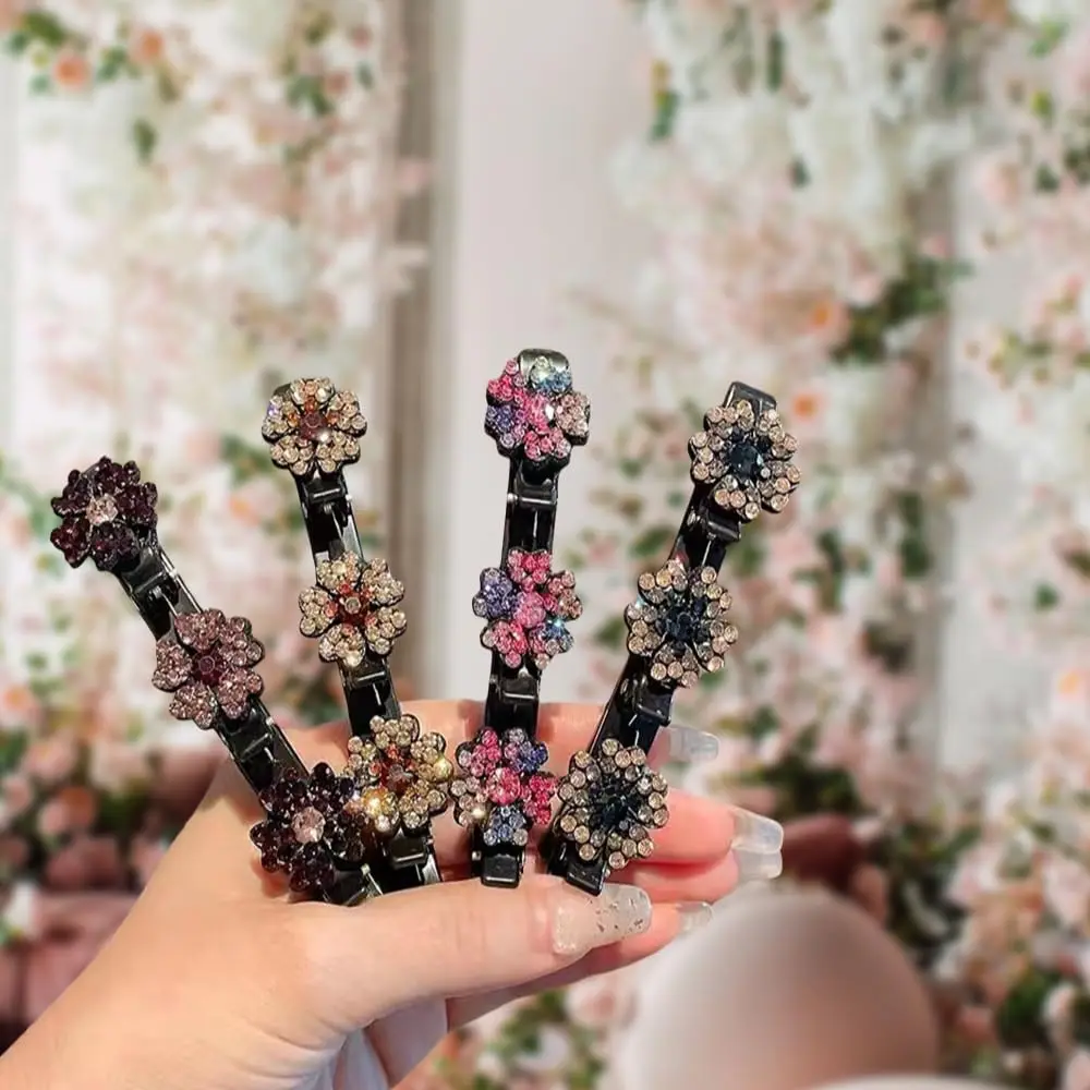 2 Pcs Sparkling Crystal Stone Braided Hair Clips, Satin Fabric Hair Bands Rhinestone Four-Leaf Clover Duck Bill Clips for Women
2 Pcs Sparkling Crystal Stone Braided Hair Clips, Satin Fabric Hair Bands Rhinestone Four-Leaf Clover Duck Bill Clips for Women
