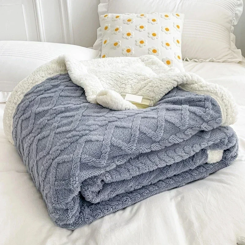 Home Thick Bed Blanket Lamb Cashmere Fleece Plaid Blankets Winter Warm Double Sided Throw Sofa Cover Newborn Wrap Kids Bedspread
Home Thick Bed Blanket Lamb Cashmere Fleece Plaid Blankets Winter Warm Double Sided Throw Sofa Cover Newborn Wrap Kids Bedspread