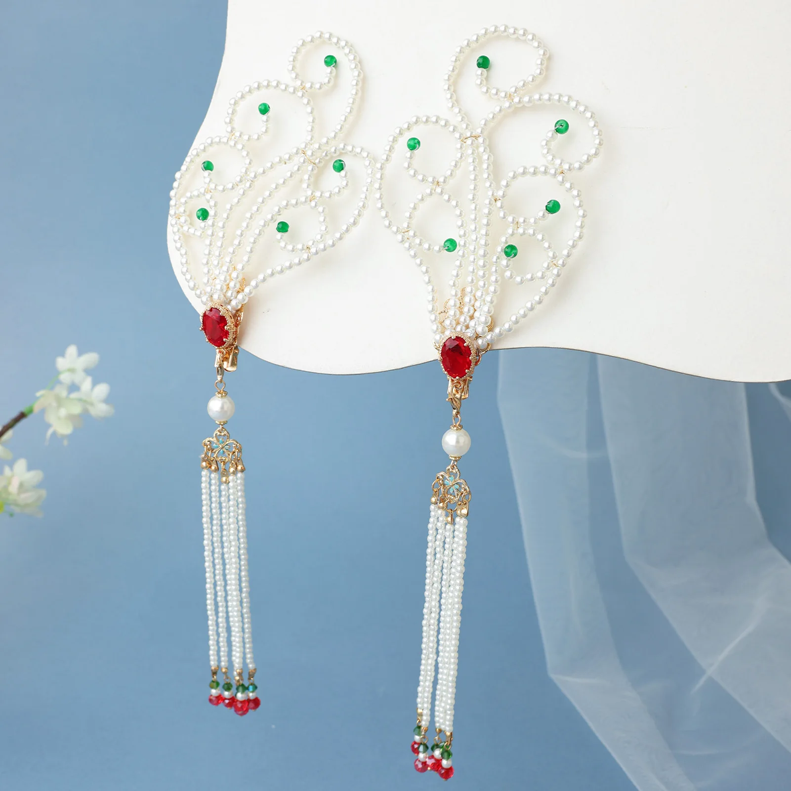 GZ084A Fengwei Beaded Tassel Hair Clip Pair, Alloy Acrylic Beads and Faux Tassel, Traditional Chinese Style for Hanfu Parties,
GZ084A Fengwei Beaded Tassel Hair Clip Pair, Alloy Acrylic Beads and Faux Tassel, Traditional Chinese Style for Hanfu Parties,
