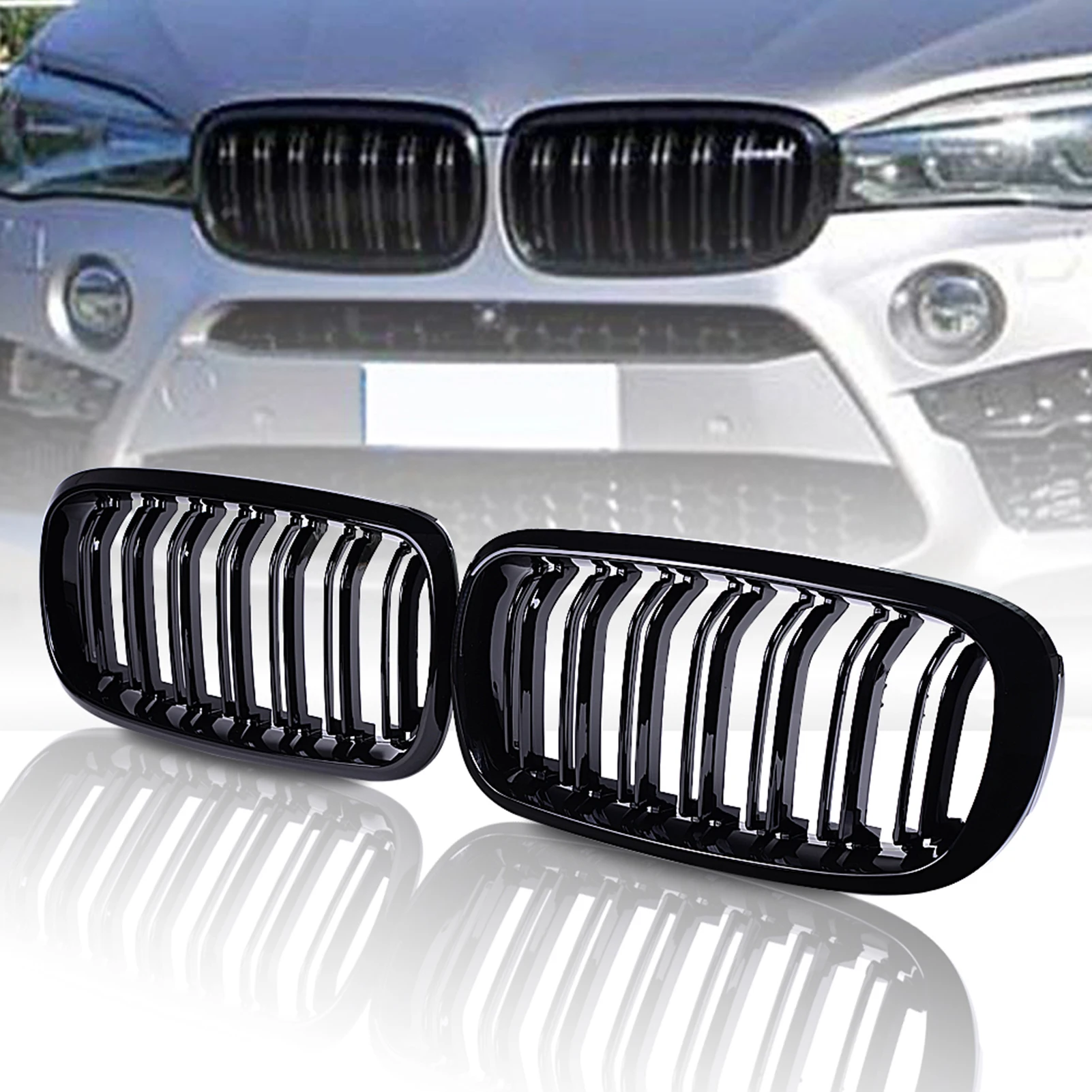 runmade For 2014-2018 BMW X5 X6 F15 F16 Glossy Black Dual Slats Front Bumper Kidney Grille Grill Double Line M Color Tri-Color
runmade For 2014-2018 BMW X5 X6 F15 F16 Glossy Black Dual Slats Front Bumper Kidney Grille Grill Double Line M Color Tri-Color