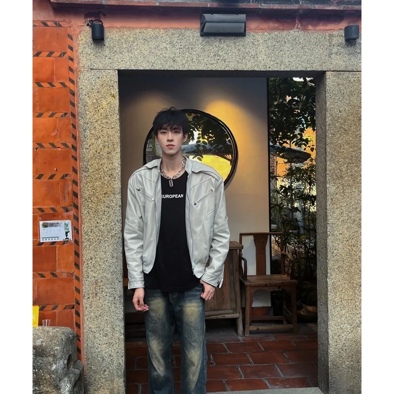 American High Street Short Motorcycle Jacket Men's Spring Autumn Trendy Design Sense High-End Leather Jacket
American High Street Short Motorcycle Jacket Men's Spring Autumn Trendy Design Sense High-End Leather Jacket