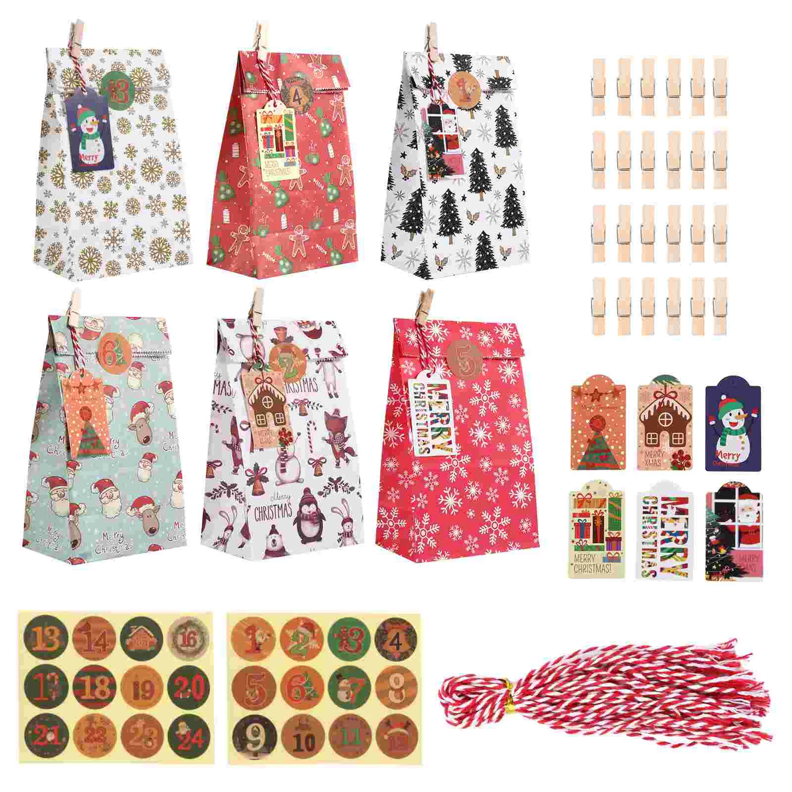 Christmas Paper Bag Set Clip Kraft Party Candy Baking Favor Gift Bags Wrapping Clips Ropes Stickers
Christmas Paper Bag Set Clip Kraft Party Candy Baking Favor Gift Bags Wrapping Clips Ropes Stickers