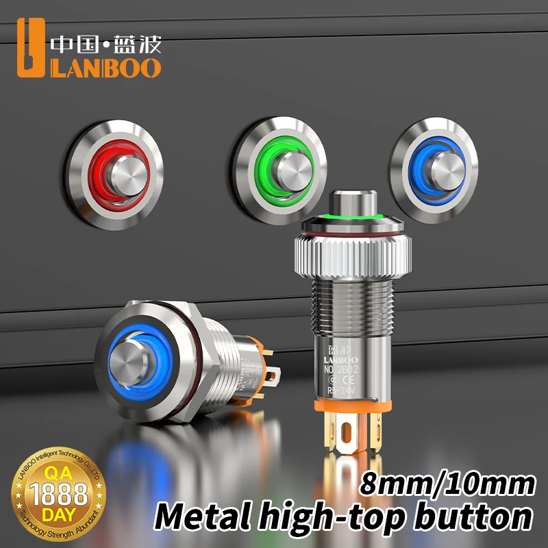 LANBOO Small LED Illuminated Push Button Self-Locking Momentary LB8B LB10B with Custom Colors Chrome Finish 5-24V 220V
LANBOO Small LED Illuminated Push Button Self-Locking Momentary LB8B LB10B with Custom Colors Chrome Finish 5-24V 220V