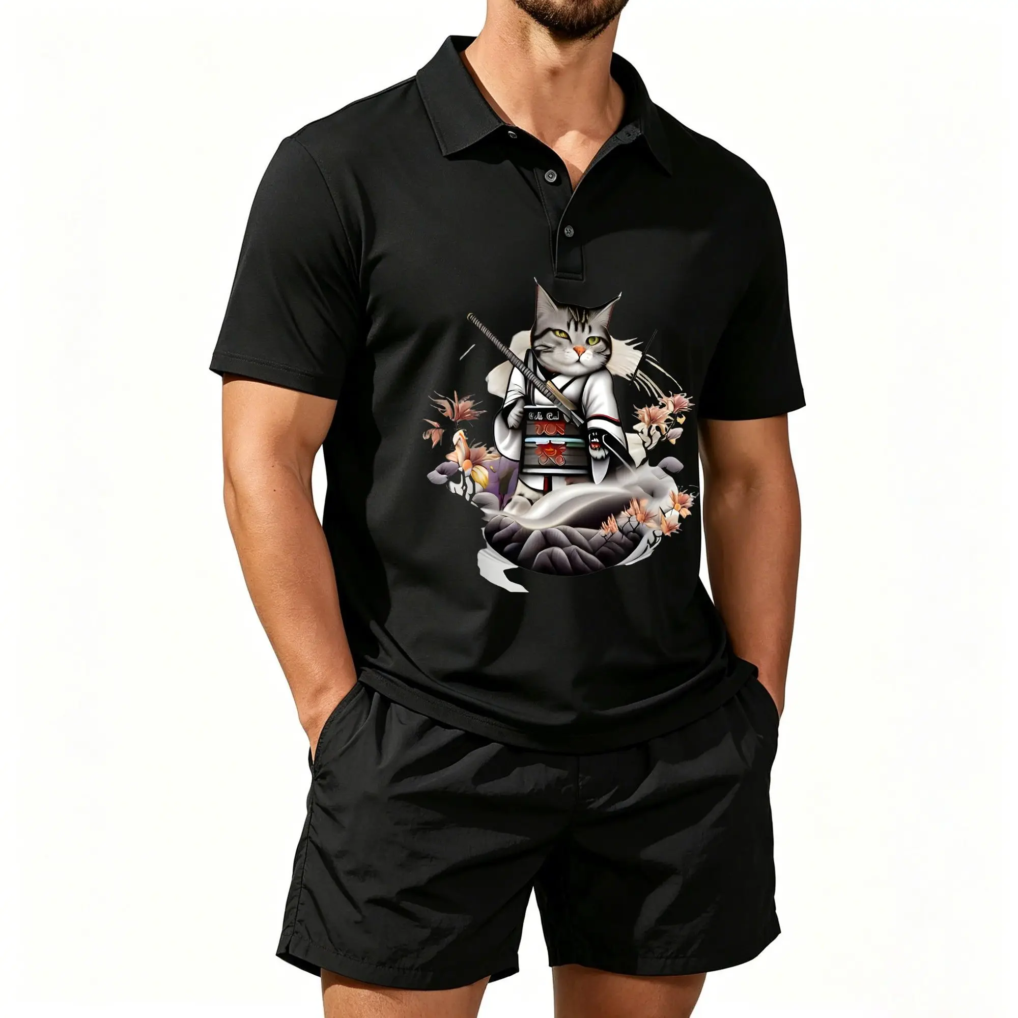 Men's Short-Sleeved Polo Set, Print: God of Wealth Brings Good Luck, Suitable for Daily Wear and Outdoor Activities, Soft and Breathable Fabric, Machine Washable
Men's Short-Sleeved Polo Set, Print: God of Wealth Brings Good Luck, Suitable for Daily Wear and Outdoor Activities, Soft and Breathable Fabric, Machine Washable