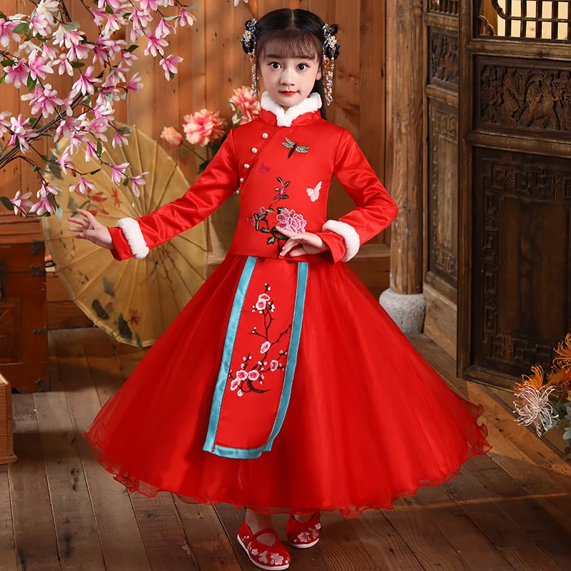 Girls Winter New Year Dress Fur Collar Embroidery Tang Suit Children Cotton-padded Clothes Kids Chinese Lovely Ancient Hanfu
Girls Winter New Year Dress Fur Collar Embroidery Tang Suit Children Cotton-padded Clothes Kids Chinese Lovely Ancient Hanfu