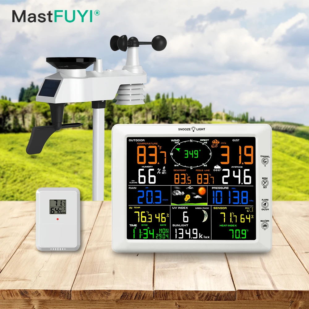 MASTFUYI Wireless Weather Station - Indoor/Outdoor Thermometer Hygrometer with Solar Power, Rain Gauge & Wind Speed Sensor
MASTFUYI Wireless Weather Station - Indoor/Outdoor Thermometer Hygrometer with Solar Power, Rain Gauge & Wind Speed Sensor