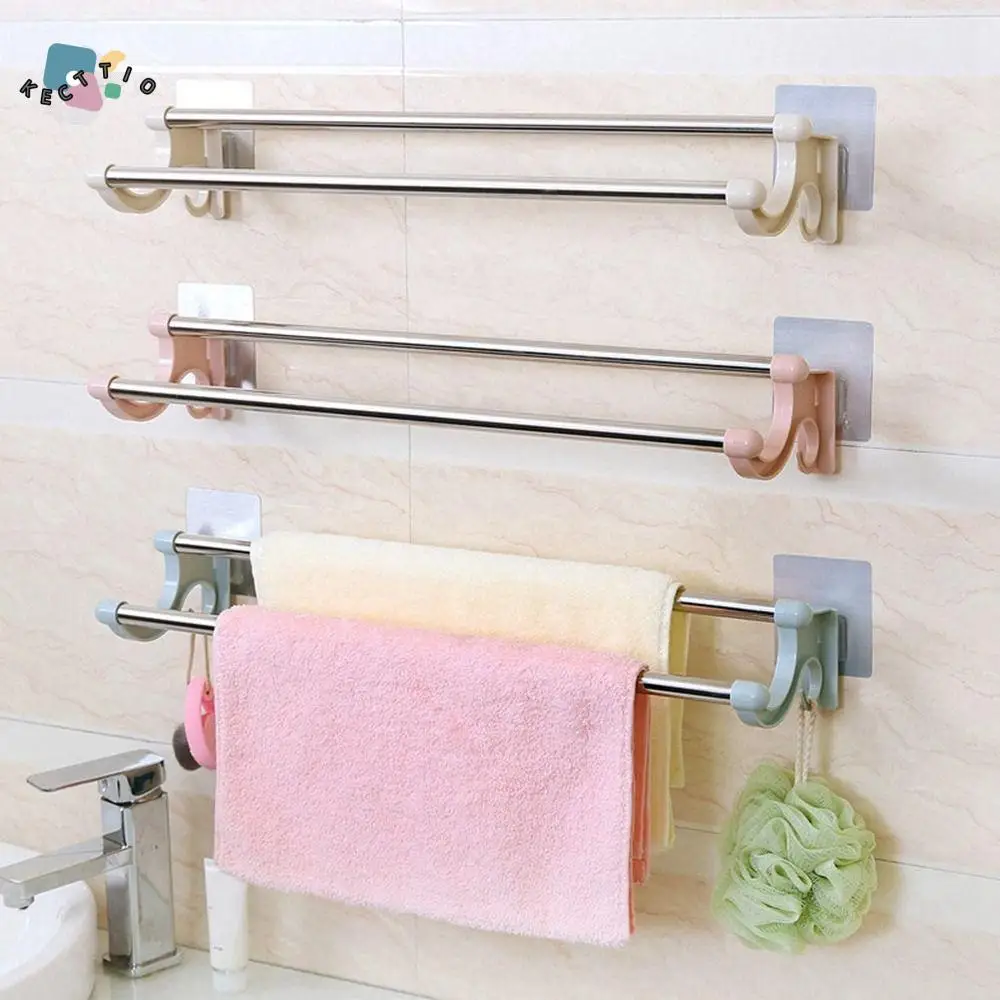 Stainless Steel Double Rod Towel Bar Punch-free Wall Mounted Towel Rack Space Saving Traceless Towel Storage Shelf for Bathroom
Stainless Steel Double Rod Towel Bar Punch-free Wall Mounted Towel Rack Space Saving Traceless Towel Storage Shelf for Bathroom