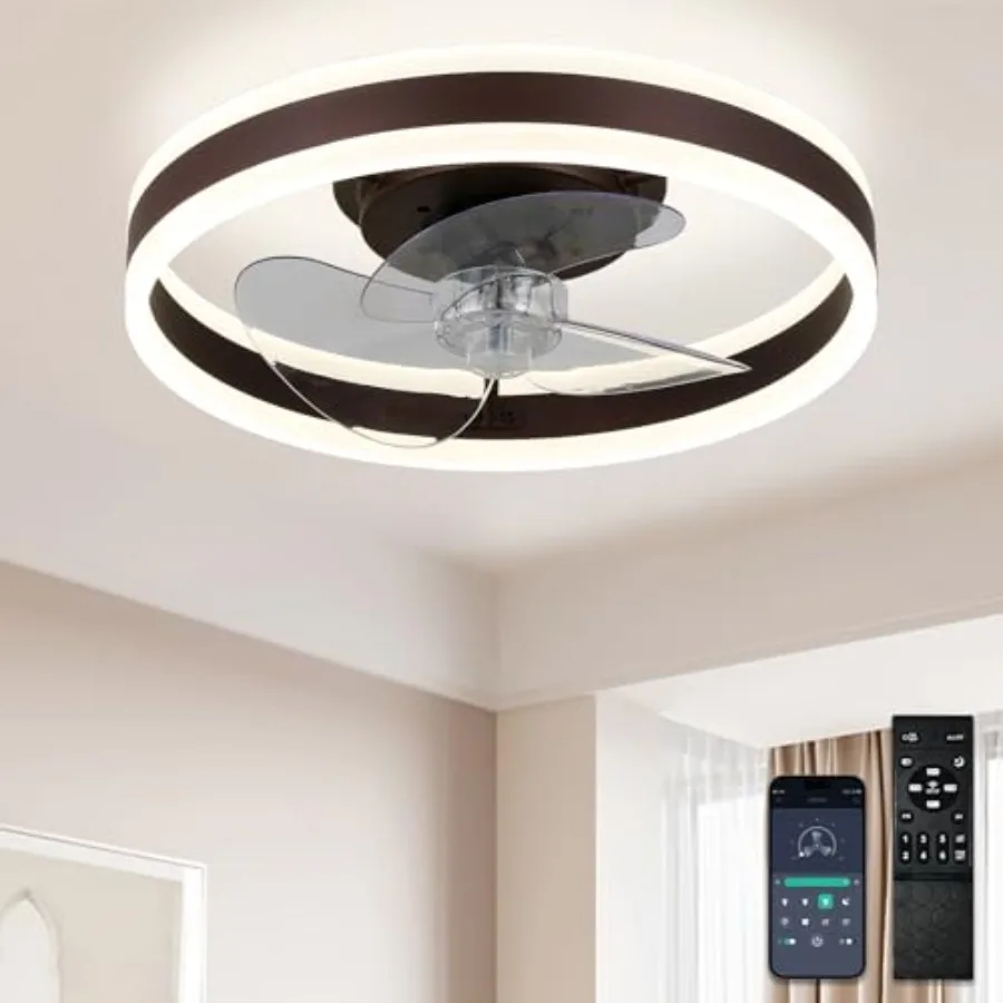 16" Low-Profile Ceiling Fan with Light Coffee Brown,Modern Bladeless Enclosed Fandelier, Dimmable CCT, Remote and App Control,
16" Low-Profile Ceiling Fan with Light Coffee Brown,Modern Bladeless Enclosed Fandelier, Dimmable CCT, Remote and App Control,