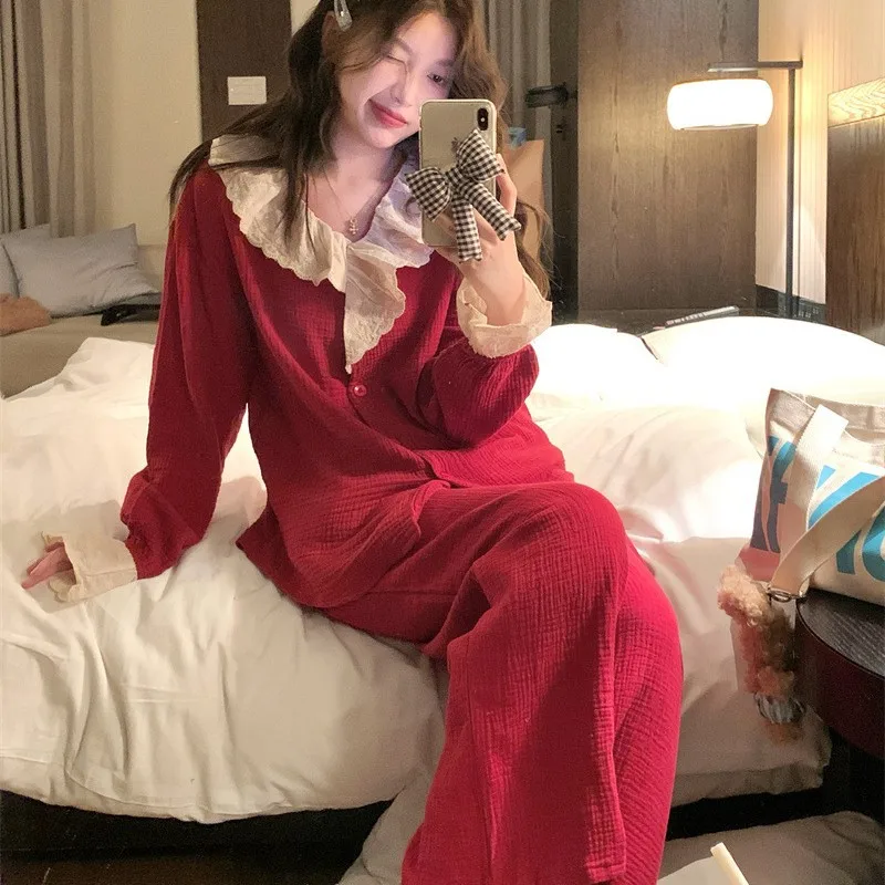 Комплект женской пижамы из французского кружева, весенняя пижама, модная домашняя одежда, милая и мягкая пижама
Комплект женской пижамы из французского кружева, весенняя пижама, модная домашняя одежда, милая и мягкая пижама