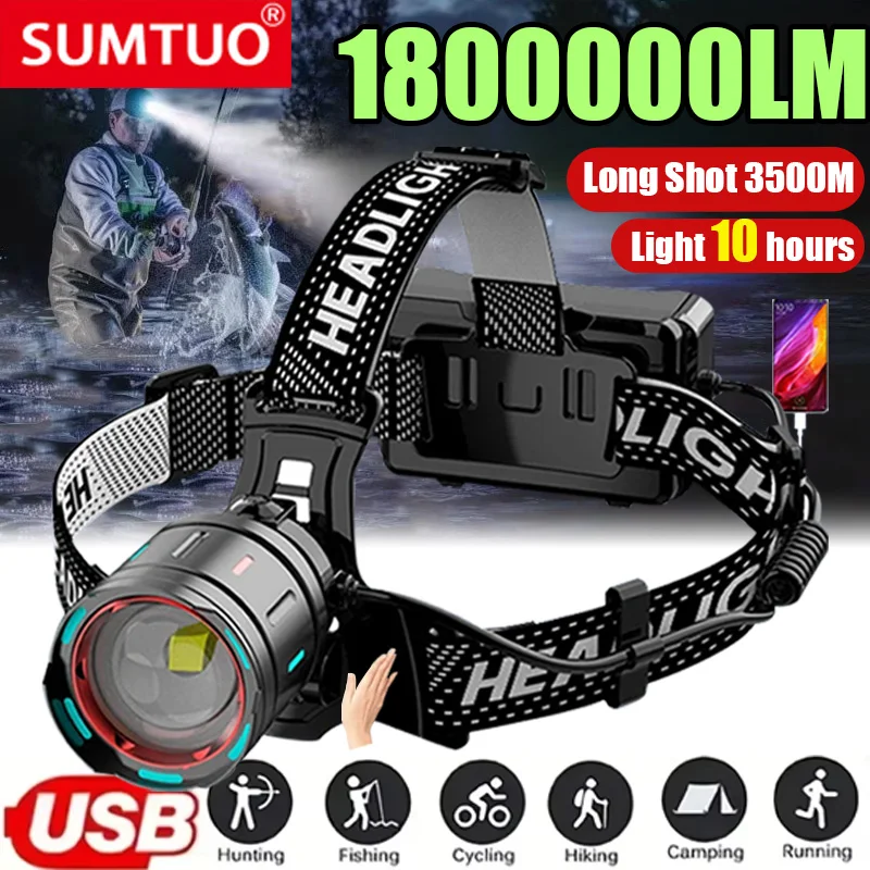 1800000LM Powerful Headlamp 800W Led Sensor Head Flashlight Super Bright Headlight USB Rechargeable Head Lantern Fishing Camping
1800000LM Powerful Headlamp 800W Led Sensor Head Flashlight Super Bright Headlight USB Rechargeable Head Lantern Fishing Camping