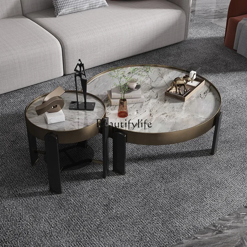 3Modern light luxury round coffee table combination small apartment rock slab tea table
3Modern light luxury round coffee table combination small apartment rock slab tea table