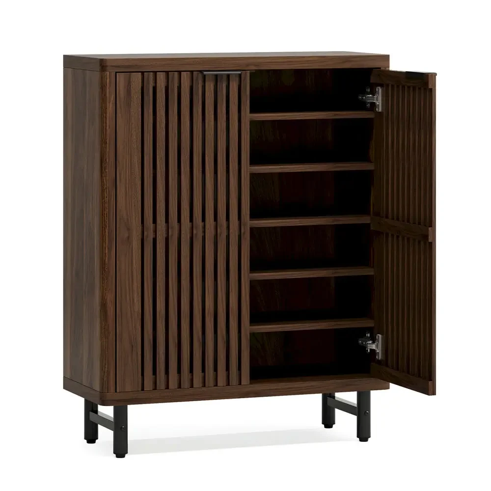 6-Tier Shoe Cabinet with Louvered Doors & Adjustable Shelves,Wooden Shoe Storage Organizer Cabinet, 24 Pairs,Dark Walnut
6-Tier Shoe Cabinet with Louvered Doors & Adjustable Shelves,Wooden Shoe Storage Organizer Cabinet, 24 Pairs,Dark Walnut