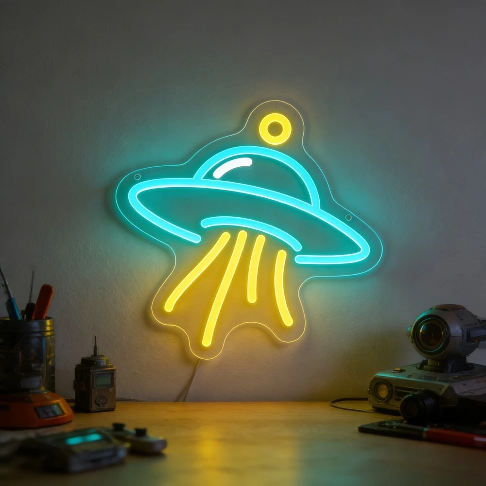 Alien Spaceship UFO LED Neon Sign Boys Birthday Gifts Dimmable USB Power Neon Light for Kids Room Game Room Decor SciFi Gifts
Alien Spaceship UFO LED Neon Sign Boys Birthday Gifts Dimmable USB Power Neon Light for Kids Room Game Room Decor SciFi Gifts