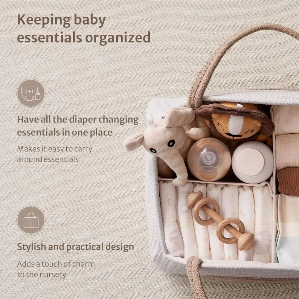 Nappy Organizer Multifunctional Baby Diaper Bag with Handle Folding Mommy Handbag Cotton Rope Large Capacity Woven Basket Women
Nappy Organizer Multifunctional Baby Diaper Bag with Handle Folding Mommy Handbag Cotton Rope Large Capacity Woven Basket Women