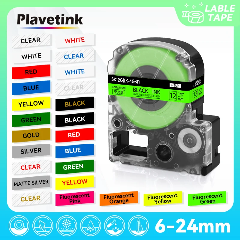 PLAVETINK, совместим с Epson SK12G LK-4GBF SS12KW Tape 6/9/12/18 мм, кассета этикеток для King Jim, 55 дюймов, устройство для изготовления этикеток
PLAVETINK, совместим с Epson SK12G LK-4GBF SS12KW Tape 6/9/12/18 мм, кассета этикеток для King Jim, 55 дюймов, устройство для изготовления этикеток