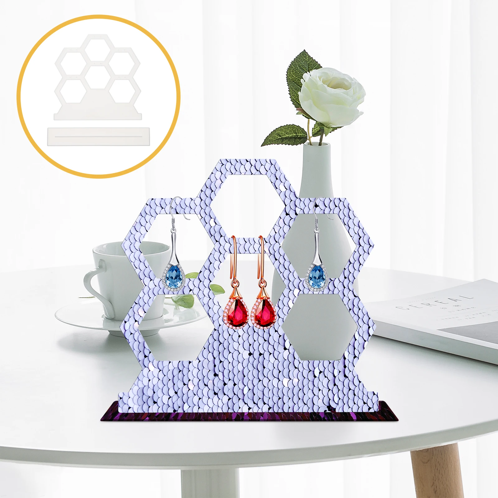Hexagon Earring Silicone DIY Manual Crystal Epoxy Jewelry Crystal Epoxy Mold Rack Mold Reusable Portable Lightweight Gift
Hexagon Earring Silicone DIY Manual Crystal Epoxy Jewelry Crystal Epoxy Mold Rack Mold Reusable Portable Lightweight Gift