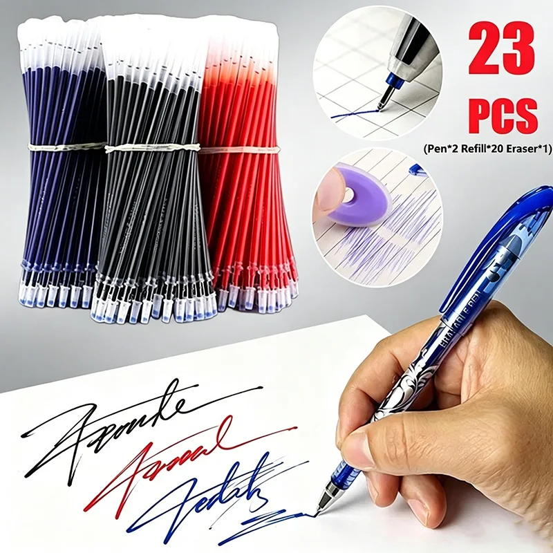 23PCS Erasable Pen Elementary School Erasable Pens Washable Rods Red Black Blue Washing Gel Write Erase Ink Refills Stationery
23PCS Erasable Pen Elementary School Erasable Pens Washable Rods Red Black Blue Washing Gel Write Erase Ink Refills Stationery