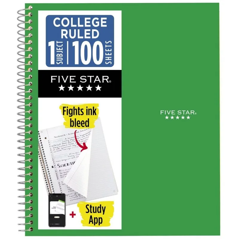 Five Star 8.5"x11" 1 Subject College Ruled Notebook Retro Green 100 Pages
Five Star 8.5"x11" 1 Subject College Ruled Notebook Retro Green 100 Pages