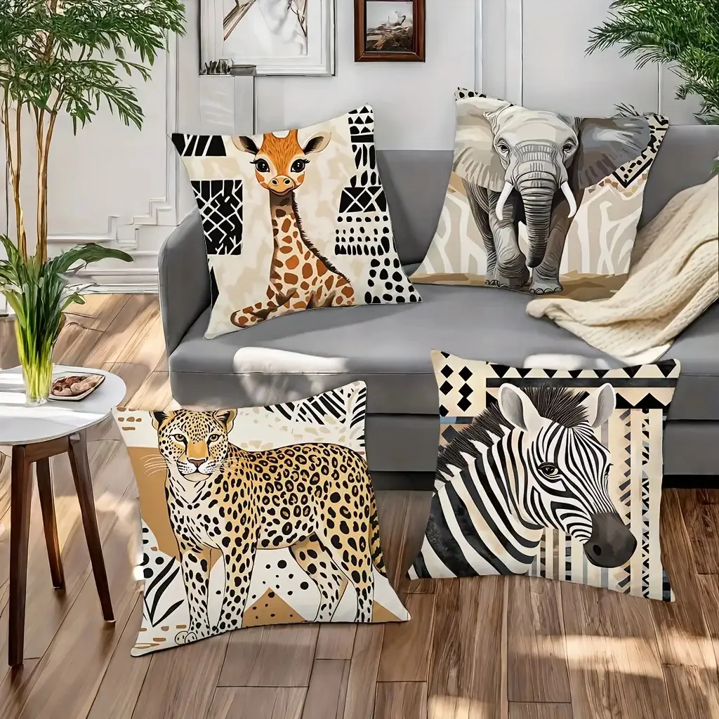 double-sided Printed Pillow Covers, Giraffe Elephant Leopard Zebra Art Decorative Throw Pillow Cases, Tribal Boho Home Decor
double-sided Printed Pillow Covers, Giraffe Elephant Leopard Zebra Art Decorative Throw Pillow Cases, Tribal Boho Home Decor