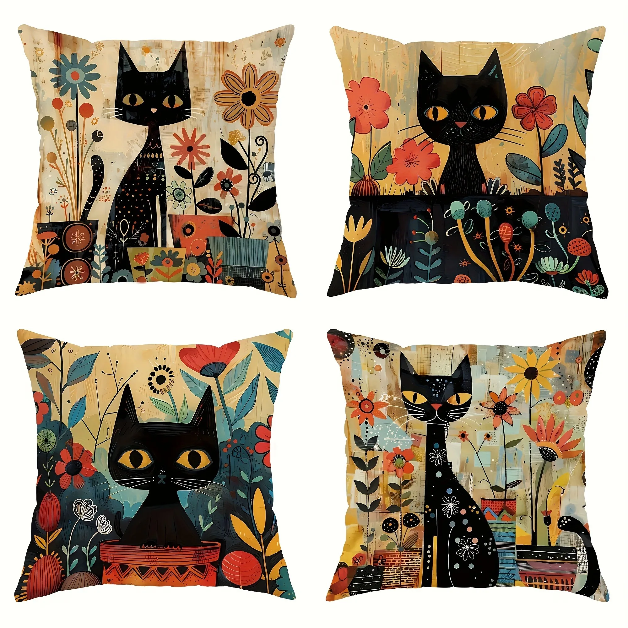 Black Cat Floral Art PillowcaseBedroom Living Room Sofa Home Decor Polyester Cushion Cover with Zipper
Black Cat Floral Art PillowcaseBedroom Living Room Sofa Home Decor Polyester Cushion Cover with Zipper