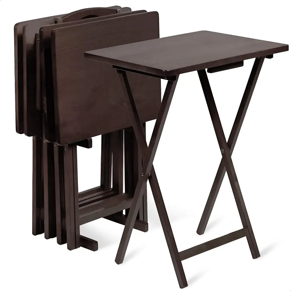 5Piece TV Tray Folding Wooden Dinner Table Set with Compact Storage Rack, Espresso Portable and Adjustable Home Furniture for L
5Piece TV Tray Folding Wooden Dinner Table Set with Compact Storage Rack, Espresso Portable and Adjustable Home Furniture for L