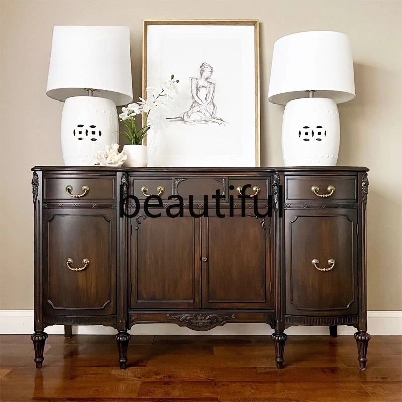 American retro old solid wood door entrance cabinet living room partition solid wood carving flower storage decorative cabinet
American retro old solid wood door entrance cabinet living room partition solid wood carving flower storage decorative cabinet