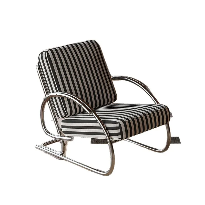 Wabi-sabi antique single stainless steel sofa chair, striped leisure chair for home stays
Wabi-sabi antique single stainless steel sofa chair, striped leisure chair for home stays