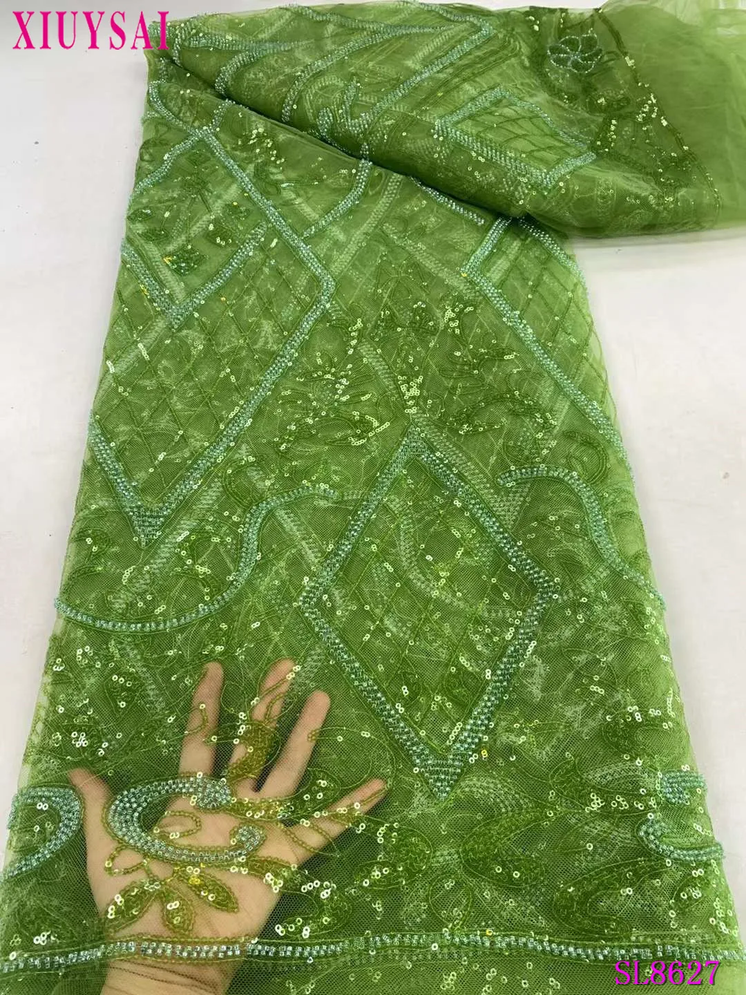 African Sequins Lace Fabric, French Mesh Tulle, Nigerian Embroidery, Wedding Dresses, Lace Sewing, Green, High Quality, 2024
African Sequins Lace Fabric, French Mesh Tulle, Nigerian Embroidery, Wedding Dresses, Lace Sewing, Green, High Quality, 2024
