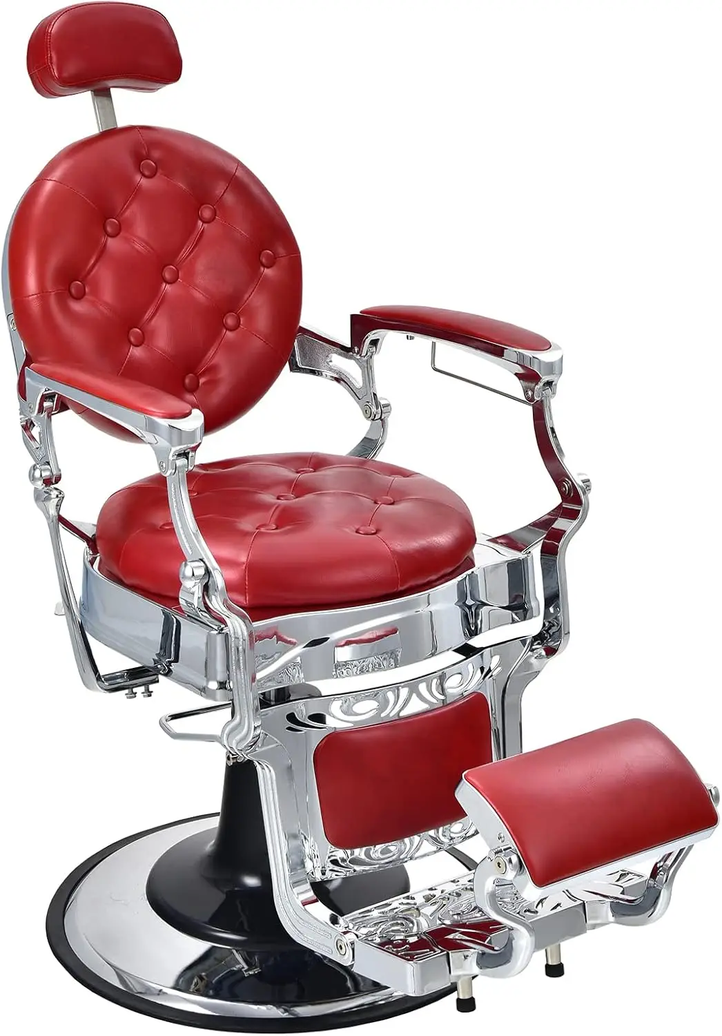 Red Vintage Barber Chair with 360° Swivel, Hydraulic Height Adjustment, Rotating Footrest
Red Vintage Barber Chair with 360° Swivel, Hydraulic Height Adjustment, Rotating Footrest