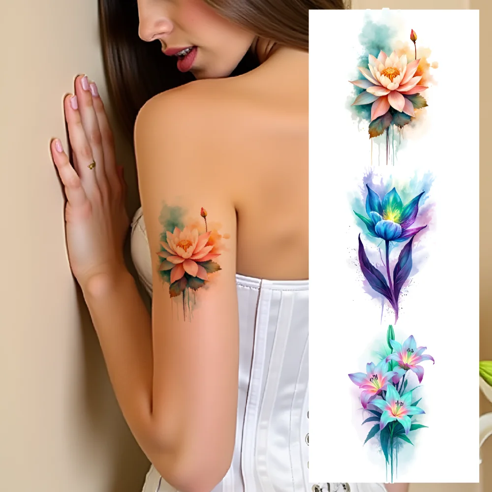 9pcs Temporary Tattoo Peony Waterproof Long-lasting Body Stickers Tulip Sunflower Watercolor Blossom For Shoulders Children
9pcs Temporary Tattoo Peony Waterproof Long-lasting Body Stickers Tulip Sunflower Watercolor Blossom For Shoulders Children