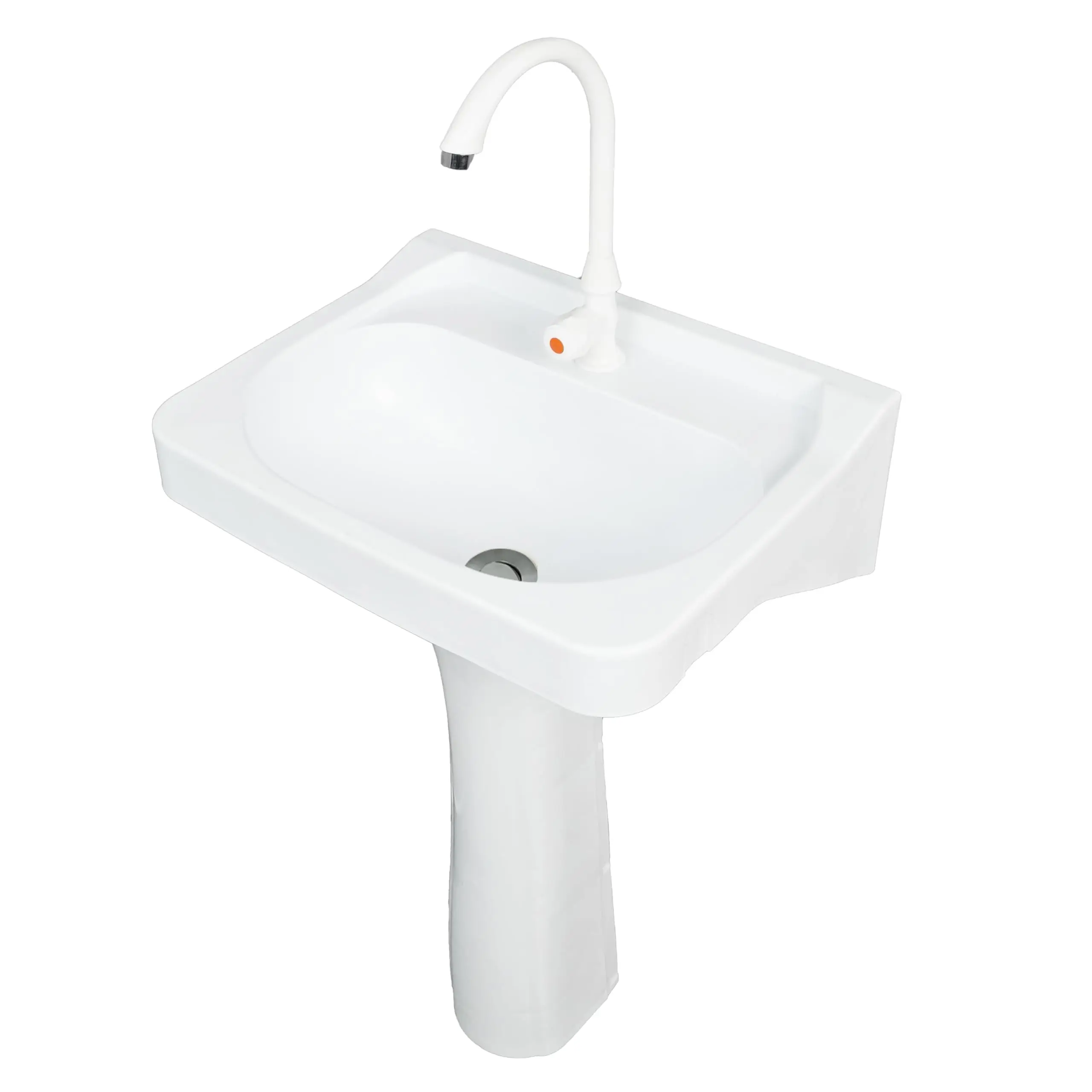 Plastic Pedestal Sink Small Bathroom Sink With Faucet Hole For RV Garage Home
Plastic Pedestal Sink Small Bathroom Sink With Faucet Hole For RV Garage Home