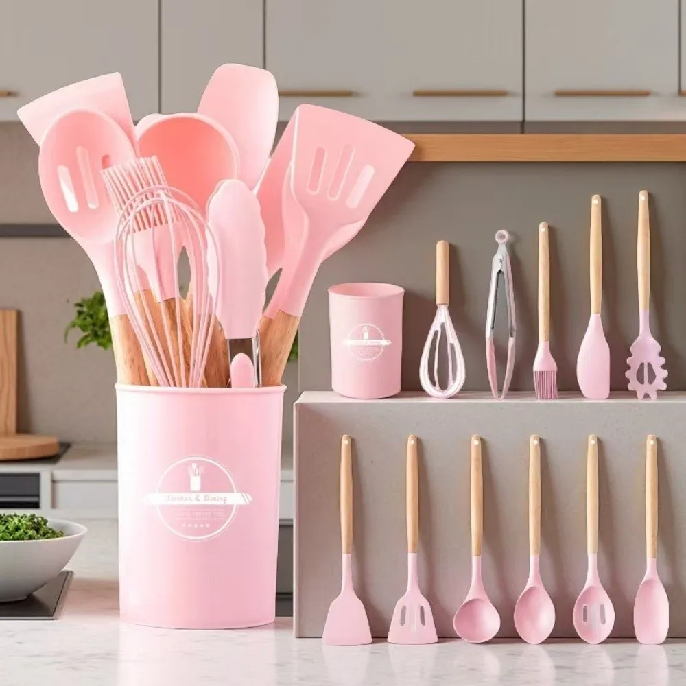 12pcs Wooden Handle Kitchen Utensils Set Silicone Eco-Friendly Baking Shovel with Storage Bucket Heat Resistant
12pcs Wooden Handle Kitchen Utensils Set Silicone Eco-Friendly Baking Shovel with Storage Bucket Heat Resistant