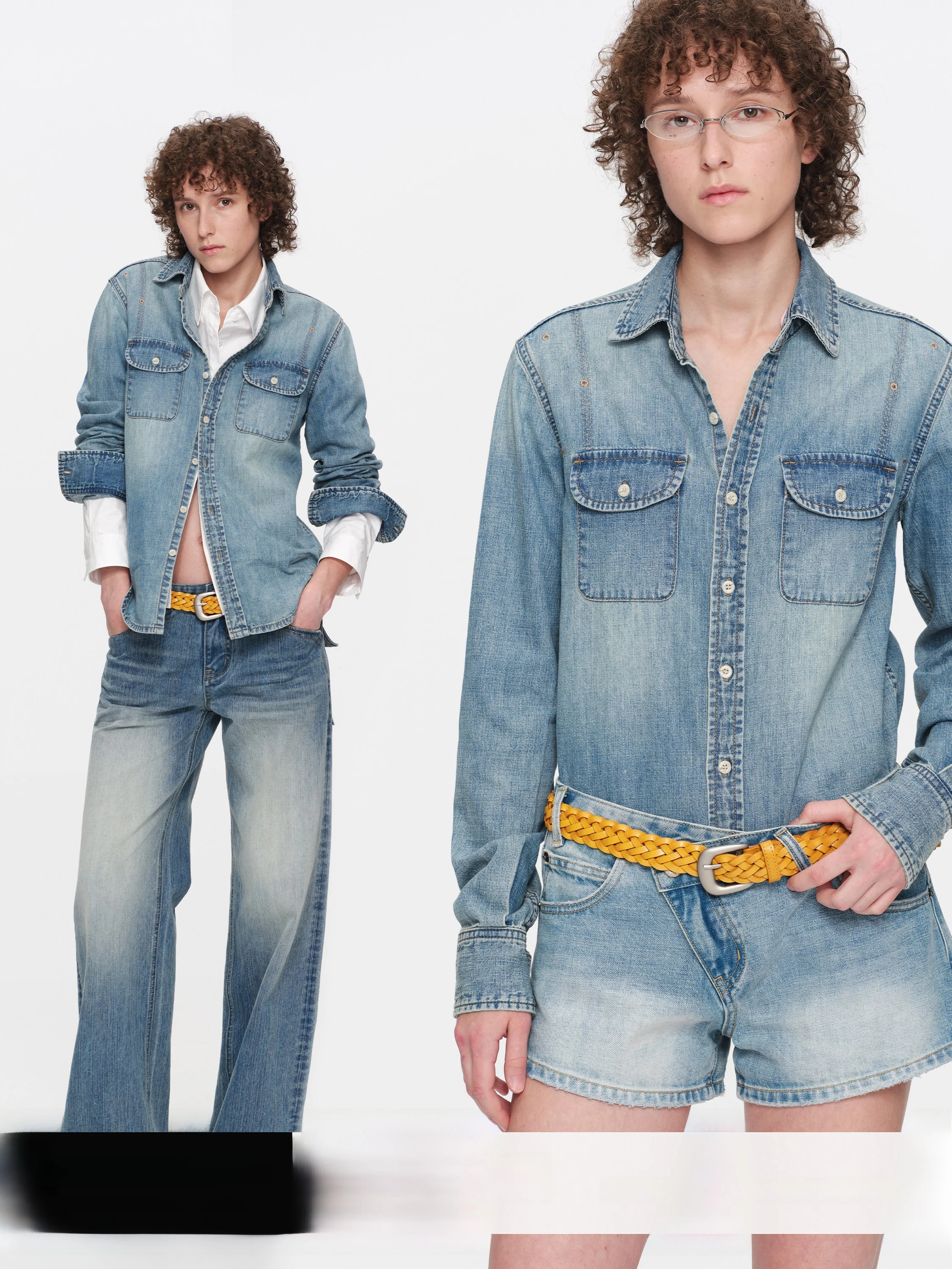 SMIIILE Vintage Washed Light Blue Denim Shirt Loose Long Sleeve Women's Top Classic Style Button Pocket Cotton Commute Fashion
SMIIILE Vintage Washed Light Blue Denim Shirt Loose Long Sleeve Women's Top Classic Style Button Pocket Cotton Commute Fashion
