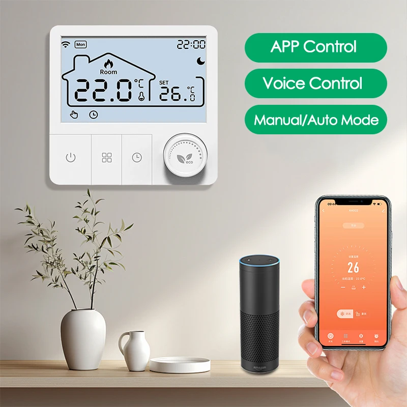 Tuya WiFi Boiler Thermostat LCD Display Wireless Heating Room Thermostats Gas Boiler Water Heating Alexa Google Home
Tuya WiFi Boiler Thermostat LCD Display Wireless Heating Room Thermostats Gas Boiler Water Heating Alexa Google Home