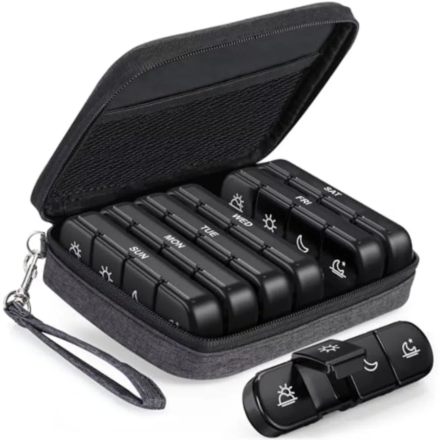Weekly Pill Organizer 4 Time a Day with a Bui tylih Bag, Pable Pill Box 7 Day with 28 Cpartmen for Men, Removable Pill er to e,
Weekly Pill Organizer 4 Time a Day with a Bui tylih Bag, Pable Pill Box 7 Day with 28 Cpartmen for Men, Removable Pill er to e,