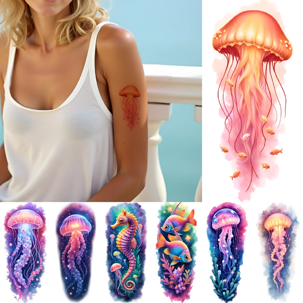 12pcs Temporary Tattoo Angelfish Realistic Temporary Tattoos Starfish Seahorse Colorful Realism Coral For Thighs Men Women
12pcs Temporary Tattoo Angelfish Realistic Temporary Tattoos Starfish Seahorse Colorful Realism Coral For Thighs Men Women