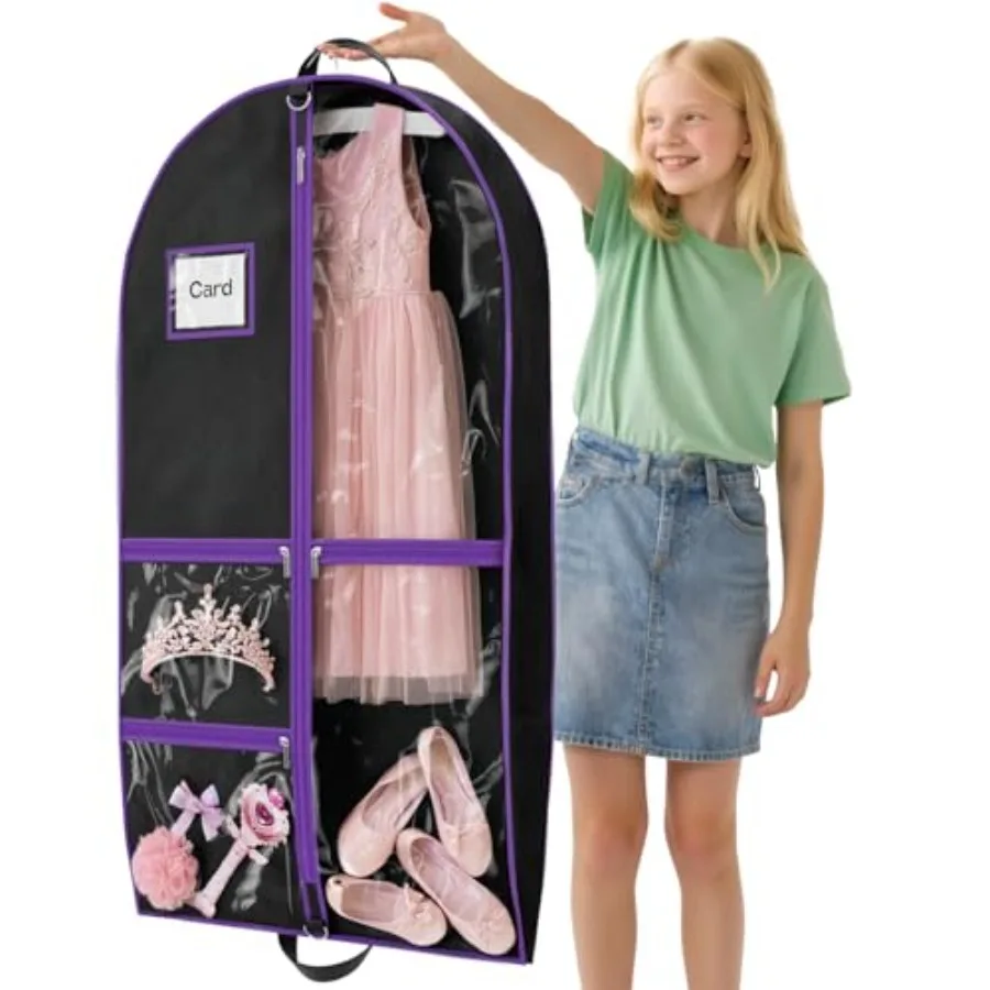 Dance Garment Bags for Dancers, 40" Garment Bags for Hanging Clothes with 3 Clear Zipper Pockets, Cheer Uniform Garment Bag for
Dance Garment Bags for Dancers, 40" Garment Bags for Hanging Clothes with 3 Clear Zipper Pockets, Cheer Uniform Garment Bag for