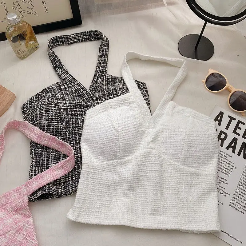 Korean Fashion French Pure Desire Style Hanging Neck Knitted Suspended Tank Top Summer New Versatile Slimming Short Tank Top
Korean Fashion French Pure Desire Style Hanging Neck Knitted Suspended Tank Top Summer New Versatile Slimming Short Tank Top