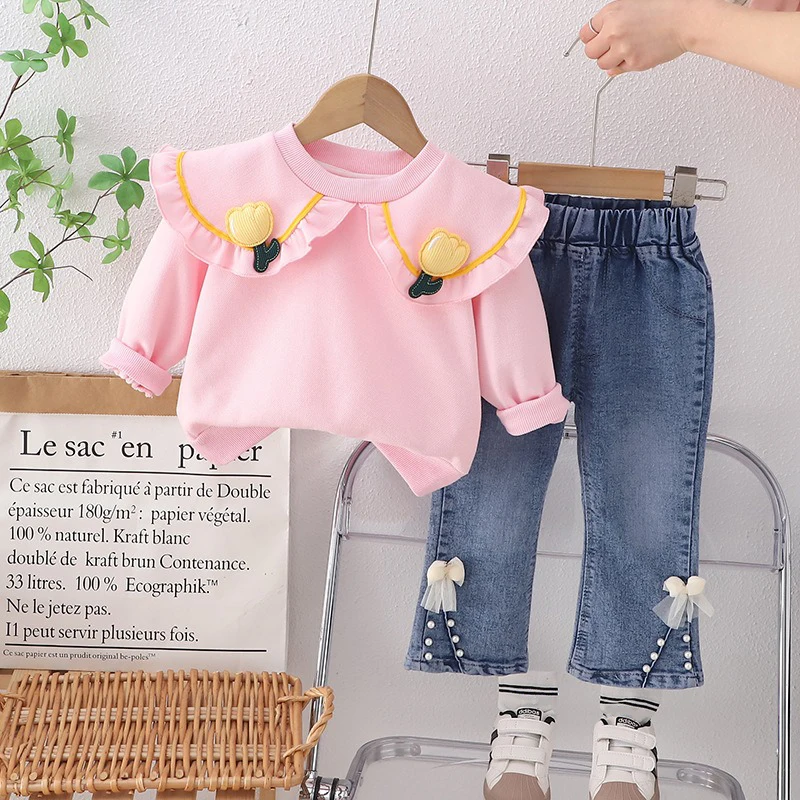 Spring Children Clothing Sets Baby Girls Floral Pullover Sweatshirt Jeans Toddler Infant Casual Sportswear Kids Clothes Outfits
Spring Children Clothing Sets Baby Girls Floral Pullover Sweatshirt Jeans Toddler Infant Casual Sportswear Kids Clothes Outfits