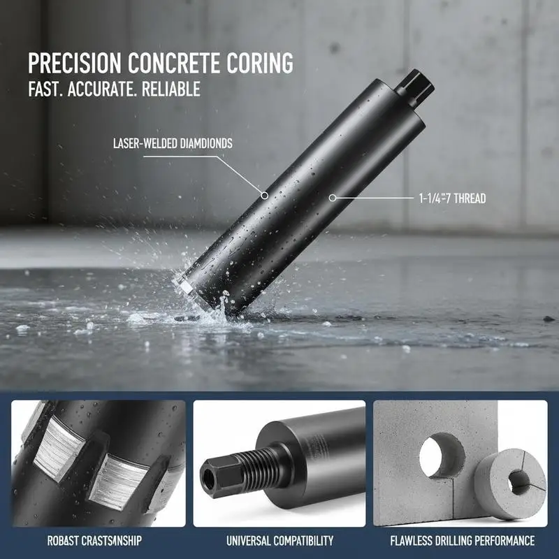 Diamond Hole Saw 4.25" For Concrete Brick Masonry, 14" Drilling Depth Saw Blade 1-1/4"-7 Thread Laser Welding Wet Coring Tool
Diamond Hole Saw 4.25" For Concrete Brick Masonry, 14" Drilling Depth Saw Blade 1-1/4"-7 Thread Laser Welding Wet Coring Tool
