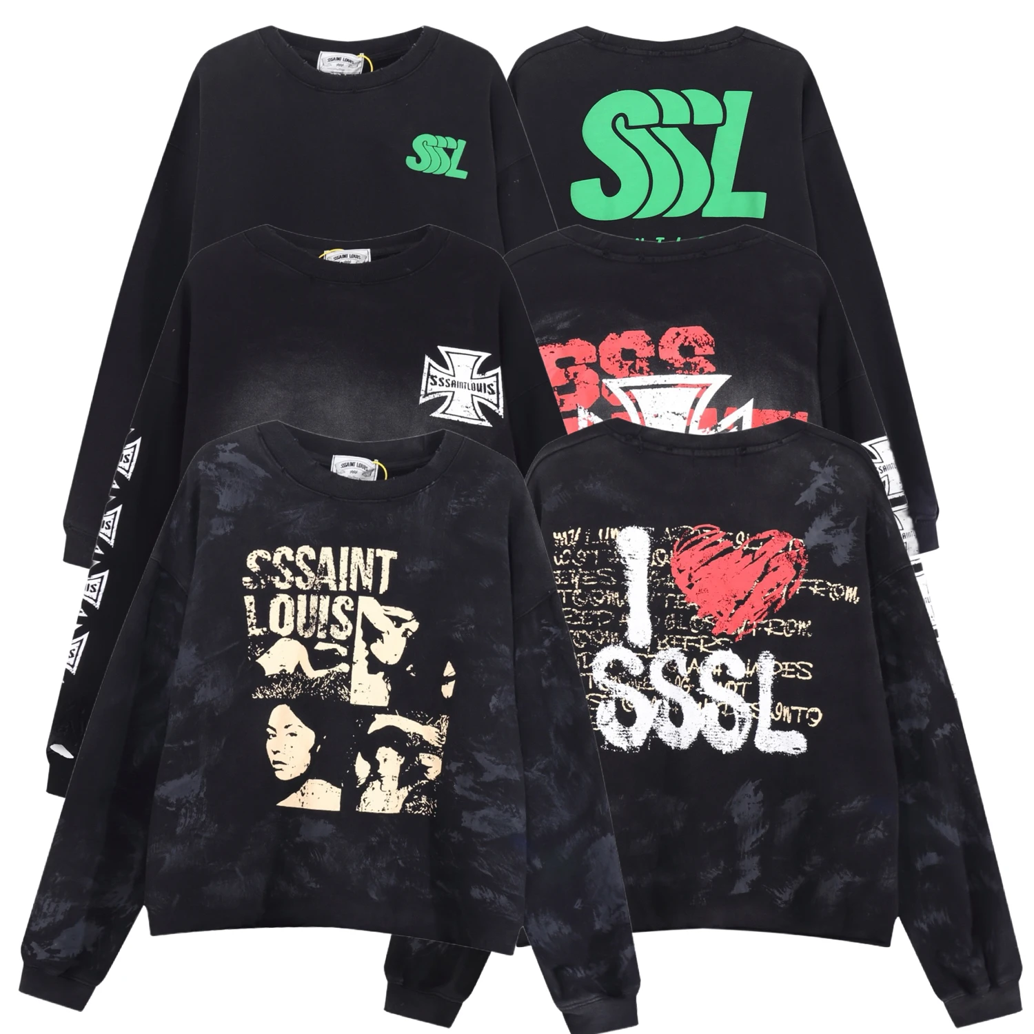 Мужской свитшот из чистого хлопка с круглым вырезом и принтом в виде крестов и медалей, коллекция Heavyweight SSSAINT LOUIS, осень-зима.
Мужской свитшот из чистого хлопка с круглым вырезом и принтом в виде крестов и медалей, коллекция Heavyweight SSSAINT LOUIS, осень-зима.