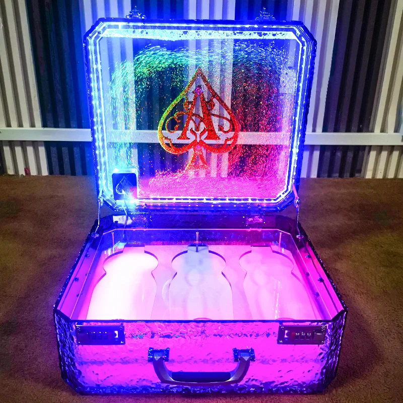 Customized bar LED luminous colorful quicksand ice sealing box three packs of spades A wine case acrylic VIP glass champagne
Customized bar LED luminous colorful quicksand ice sealing box three packs of spades A wine case acrylic VIP glass champagne