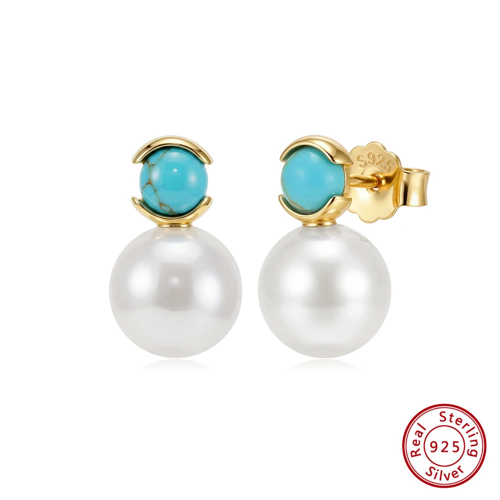 KISS MANDY 925 Silver Simple Natural Pearl Stud Earrings Blue Turquoise Stone Summer Holidays Chic Elegant Accessories MPE08
KISS MANDY 925 Silver Simple Natural Pearl Stud Earrings Blue Turquoise Stone Summer Holidays Chic Elegant Accessories MPE08