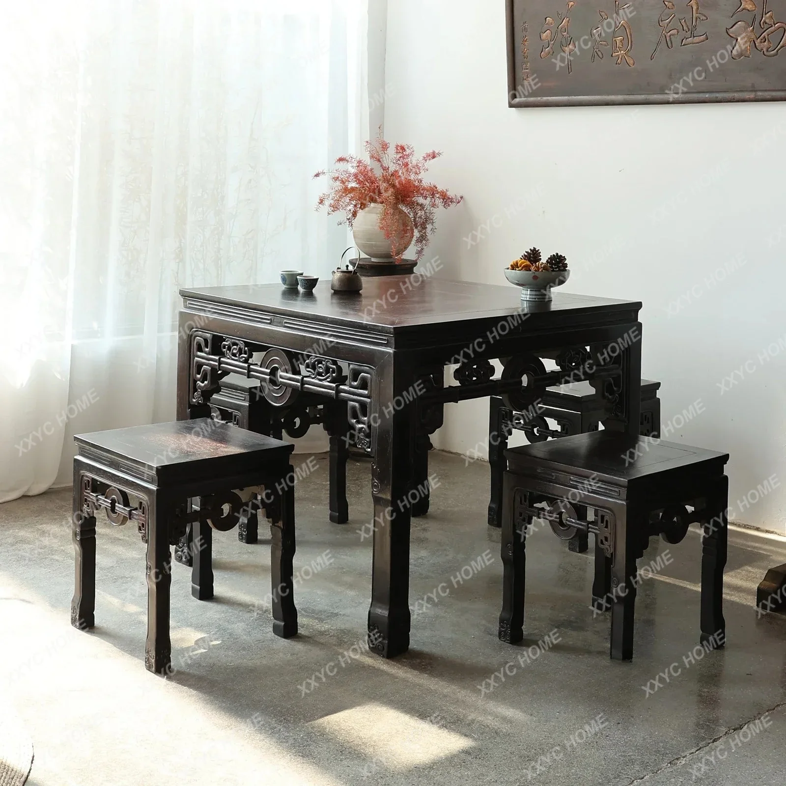 Eight immortals solid wood Chinese antique dining table and chairs square table tea room hotel Ming and Qing classical TF
Eight immortals solid wood Chinese antique dining table and chairs square table tea room hotel Ming and Qing classical TF