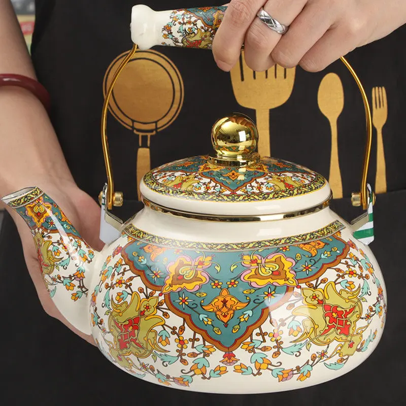 2.5L Enamel Water Kettle Boiling Milk Tea Flower Tea Summer Coffee Pot Induction Cooker Open Flame Universal Kitchen Cookware
2.5L Enamel Water Kettle Boiling Milk Tea Flower Tea Summer Coffee Pot Induction Cooker Open Flame Universal Kitchen Cookware